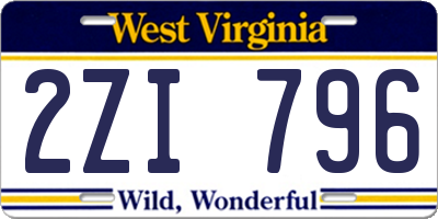 WV license plate 2ZI796