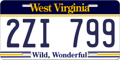 WV license plate 2ZI799