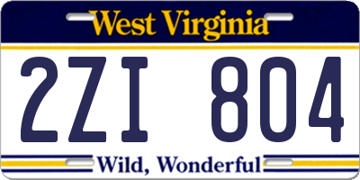 WV license plate 2ZI804