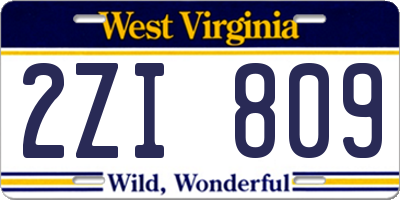 WV license plate 2ZI809