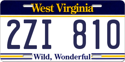 WV license plate 2ZI810