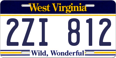WV license plate 2ZI812