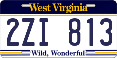 WV license plate 2ZI813