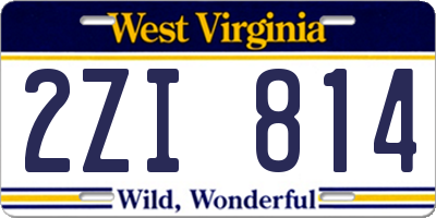 WV license plate 2ZI814