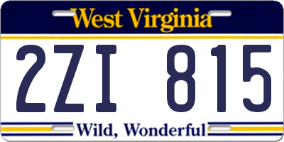 WV license plate 2ZI815