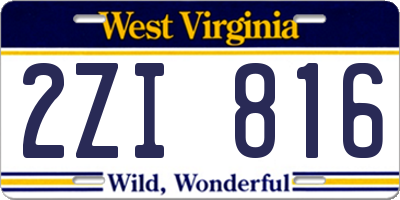 WV license plate 2ZI816