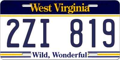 WV license plate 2ZI819