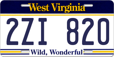 WV license plate 2ZI820