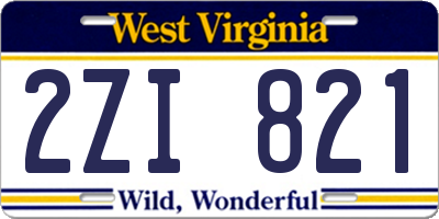 WV license plate 2ZI821