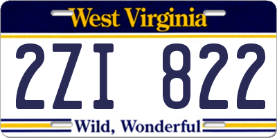 WV license plate 2ZI822