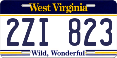 WV license plate 2ZI823