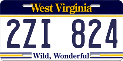 WV license plate 2ZI824