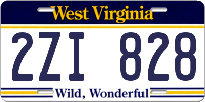 WV license plate 2ZI828