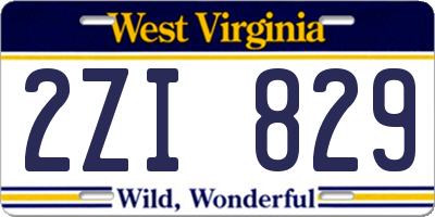 WV license plate 2ZI829