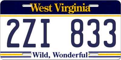 WV license plate 2ZI833