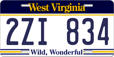 WV license plate 2ZI834