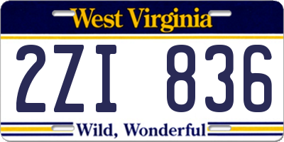 WV license plate 2ZI836