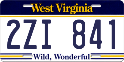 WV license plate 2ZI841