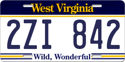WV license plate 2ZI842