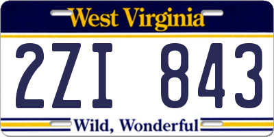 WV license plate 2ZI843