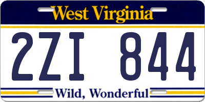 WV license plate 2ZI844
