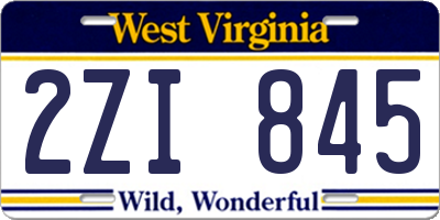 WV license plate 2ZI845