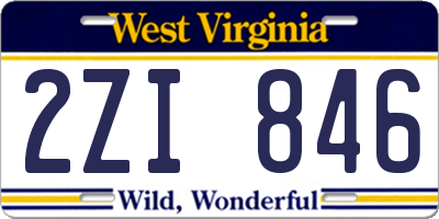 WV license plate 2ZI846