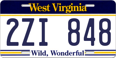 WV license plate 2ZI848