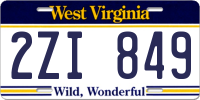 WV license plate 2ZI849