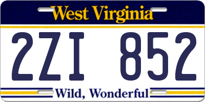 WV license plate 2ZI852