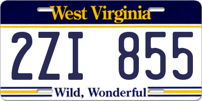 WV license plate 2ZI855
