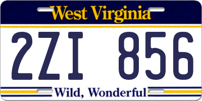 WV license plate 2ZI856