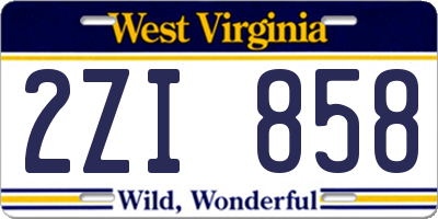 WV license plate 2ZI858