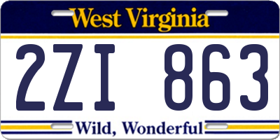 WV license plate 2ZI863
