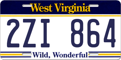 WV license plate 2ZI864