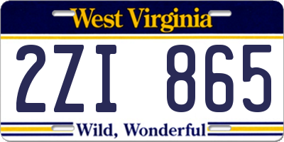 WV license plate 2ZI865