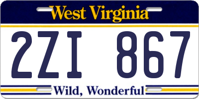 WV license plate 2ZI867