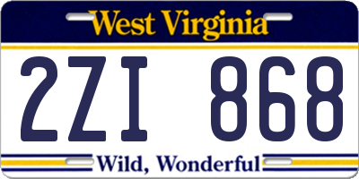 WV license plate 2ZI868