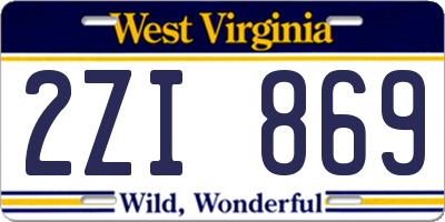 WV license plate 2ZI869