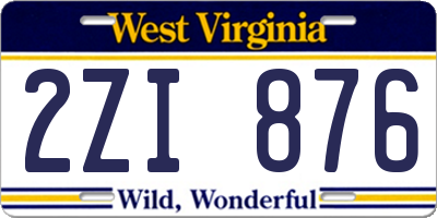 WV license plate 2ZI876
