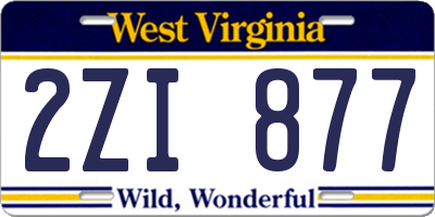 WV license plate 2ZI877