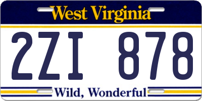 WV license plate 2ZI878