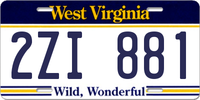 WV license plate 2ZI881