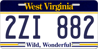 WV license plate 2ZI882