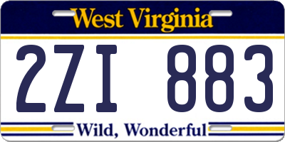 WV license plate 2ZI883