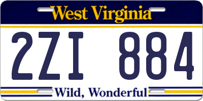 WV license plate 2ZI884