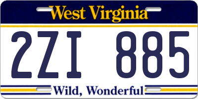 WV license plate 2ZI885