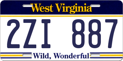 WV license plate 2ZI887
