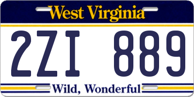 WV license plate 2ZI889