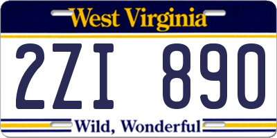 WV license plate 2ZI890